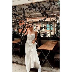 12th Tribe Paola White Boho Maxi Dress Size LL